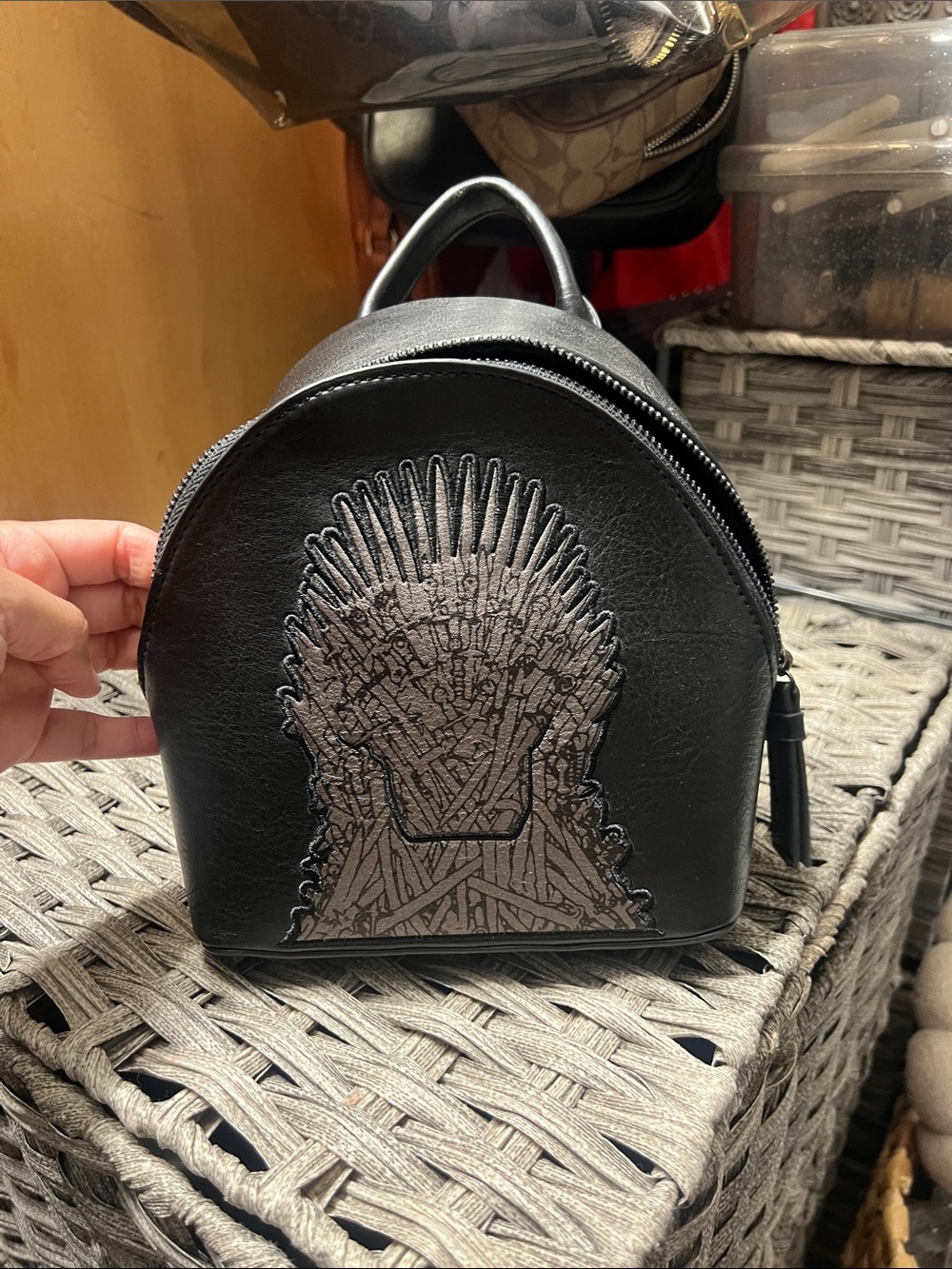 Game of thrones Black Women's Mini Backpack with Embossed Throne Detail